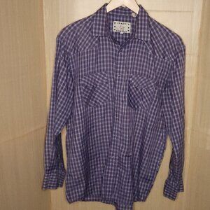 Crazy Cowboy Vintage Red White Blue Pearl Snap Lightweight Shirt XL